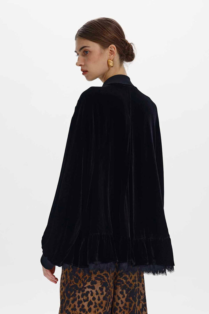Melisande Silk Velvet Zip-Up Jacket