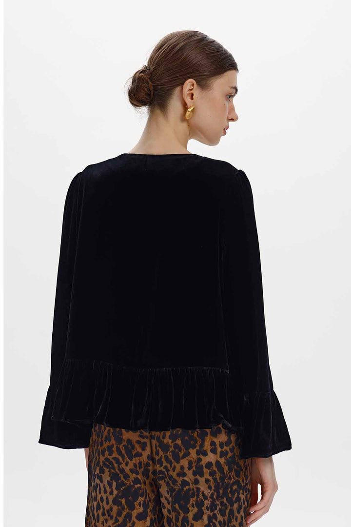 Jessamy Velvet Ruffle Trim Jacket