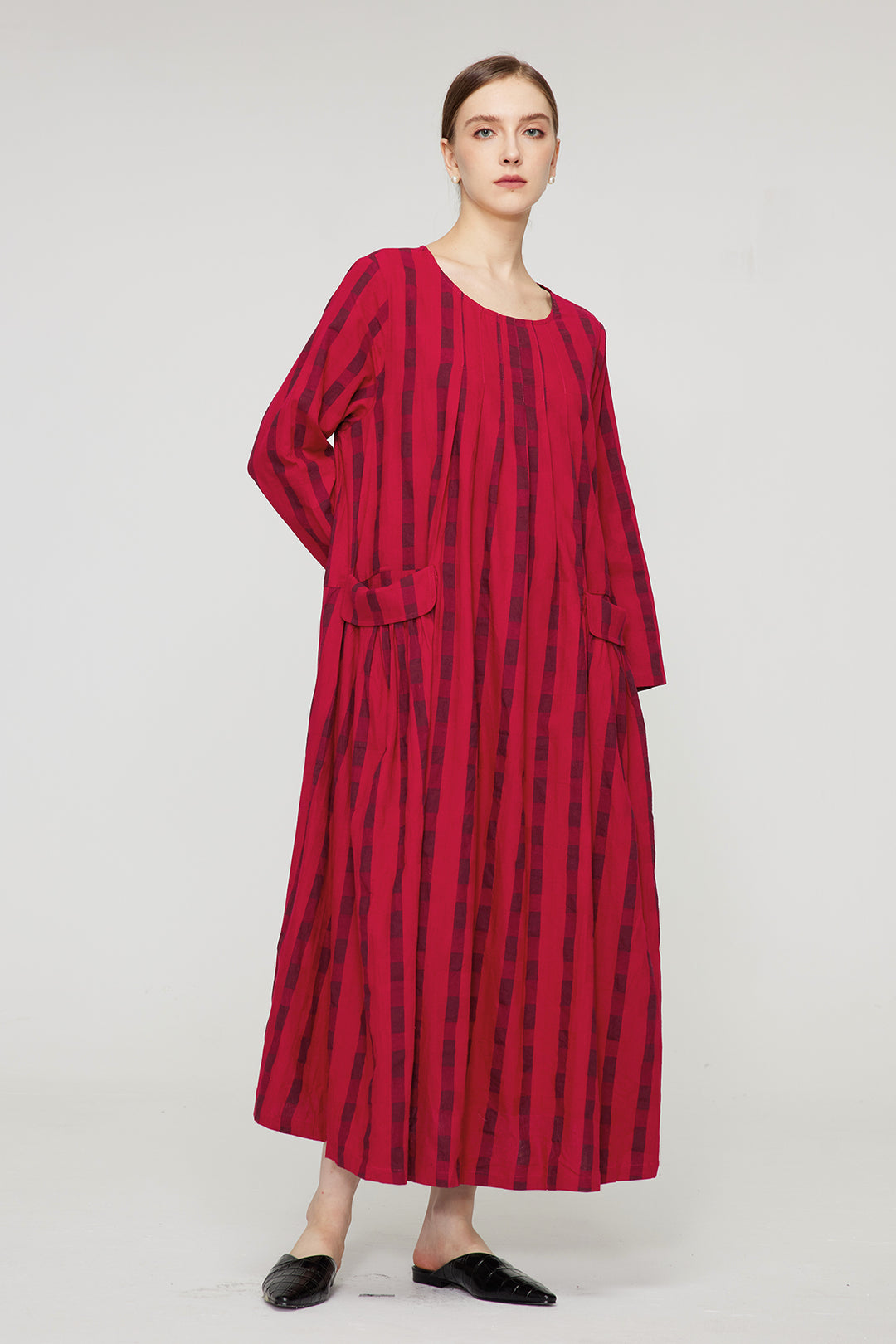 Over Size Pocket Stripe Maxi Dress