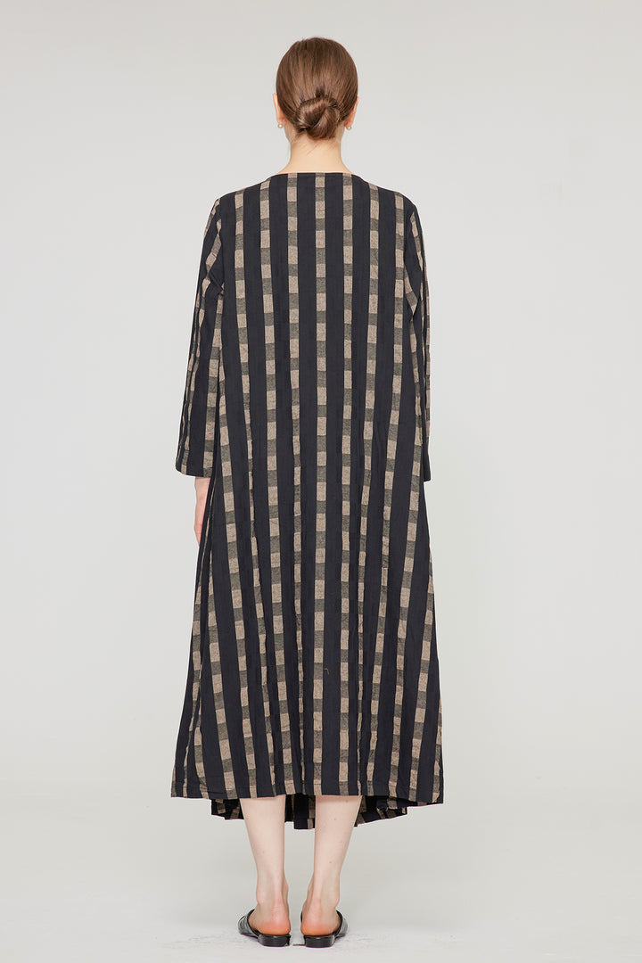 Over Size Pocket Stripe Maxi Dress