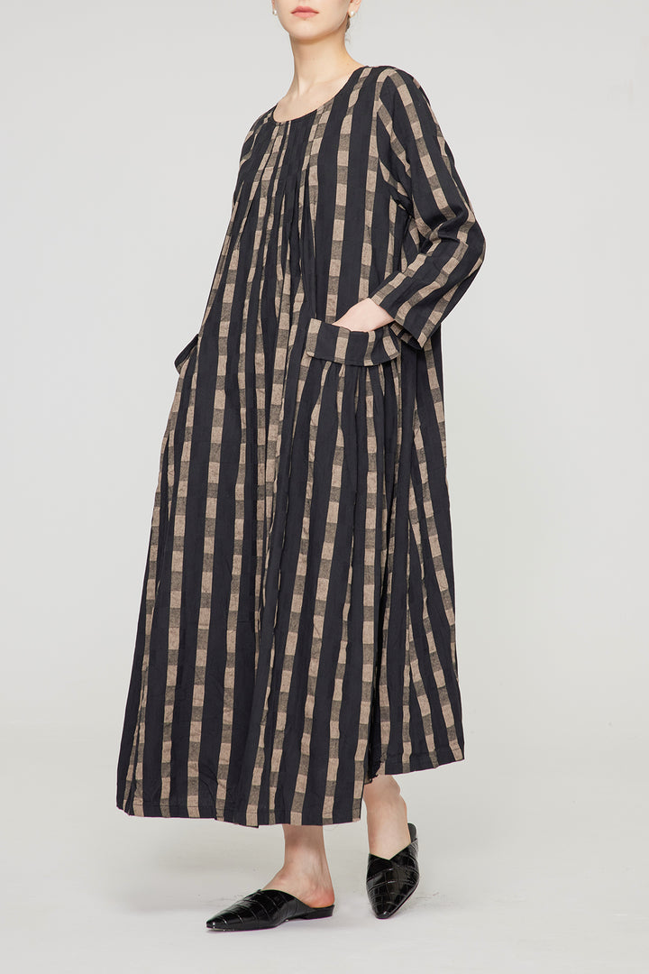 Over Size Pocket Stripe Maxi Dress