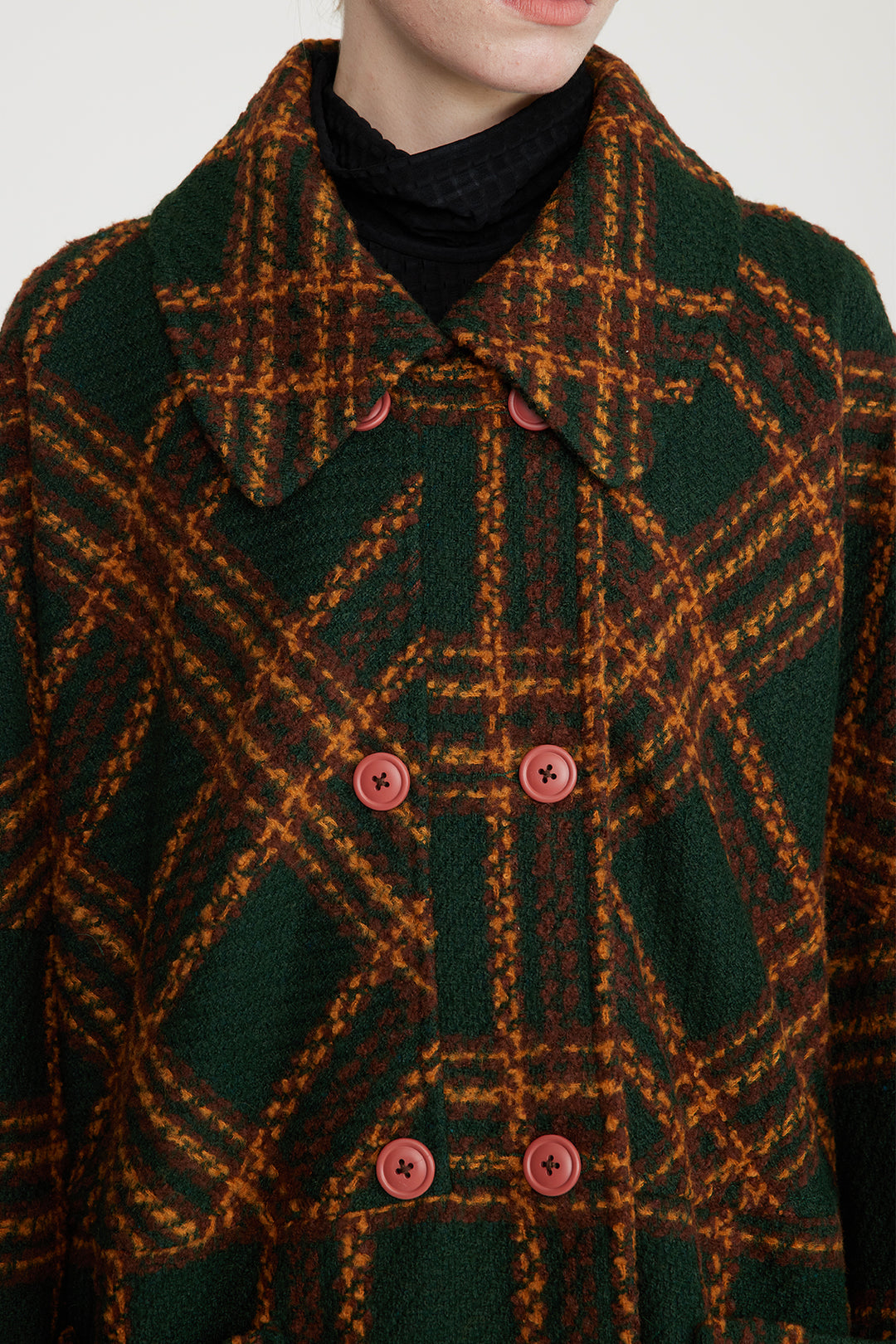 Manteau en laine à carreaux vintage décontracté