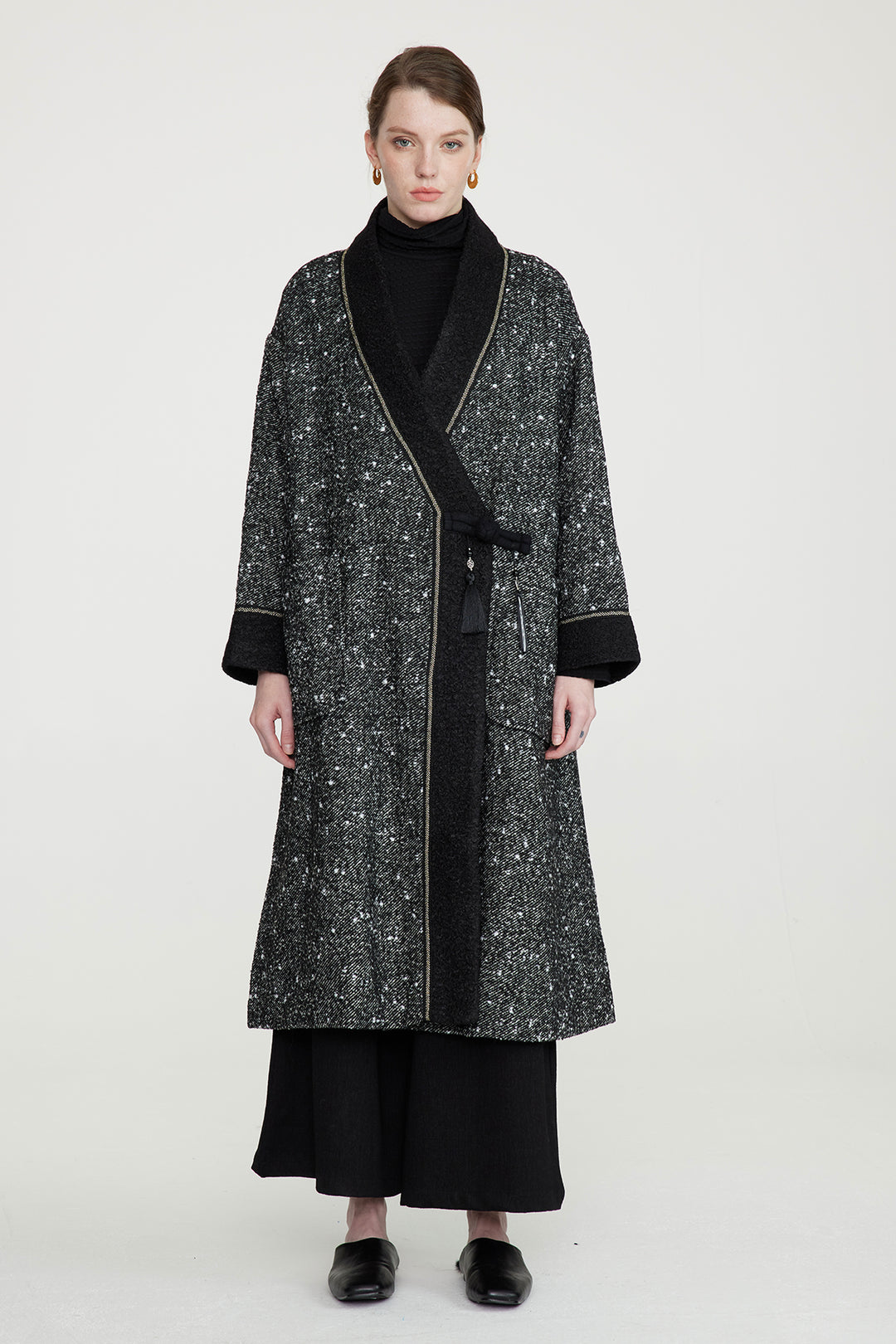Abrigo tipo cárdigan elegante de lana de diseño retro