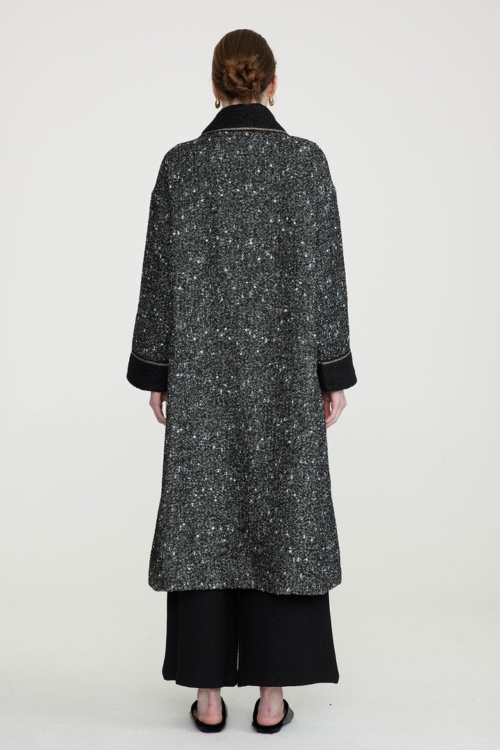 Abrigo tipo cárdigan elegante de lana de diseño retro