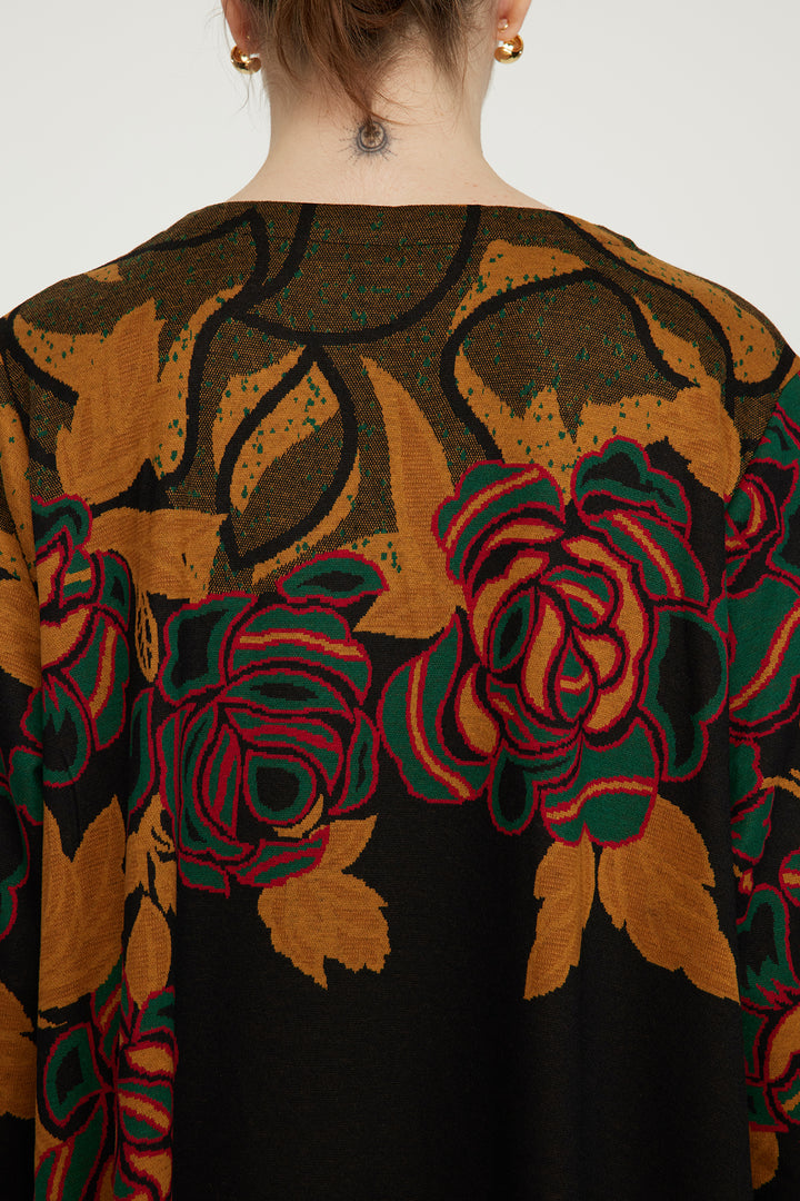 Robe longue épissure en maille à col en V Vintage Rose