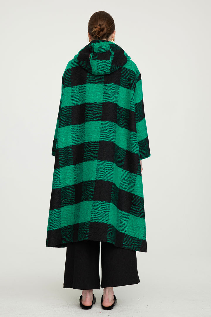 Green Stripes Casual Oversize Coat