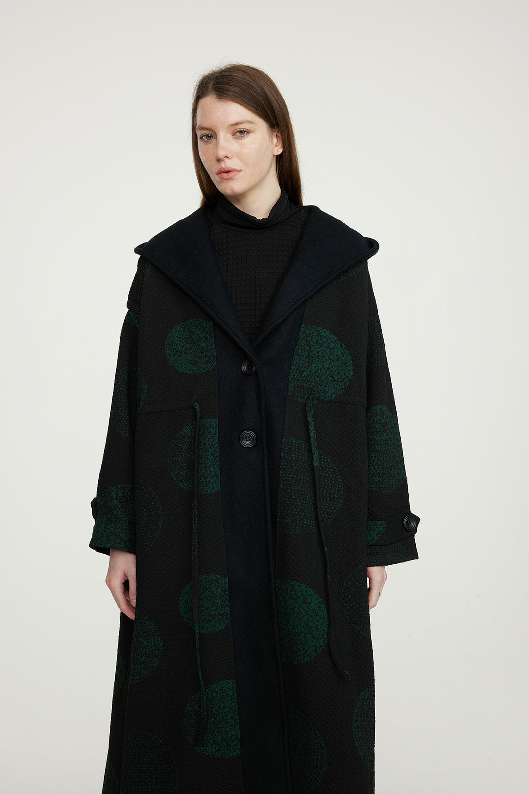 Manteau long à motif géométrique Amaya