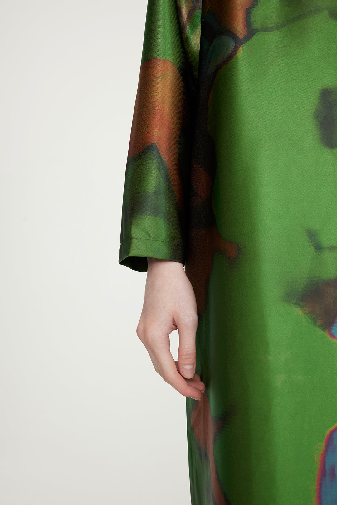 Margot Retro Design Long Sleeve Dress - Green