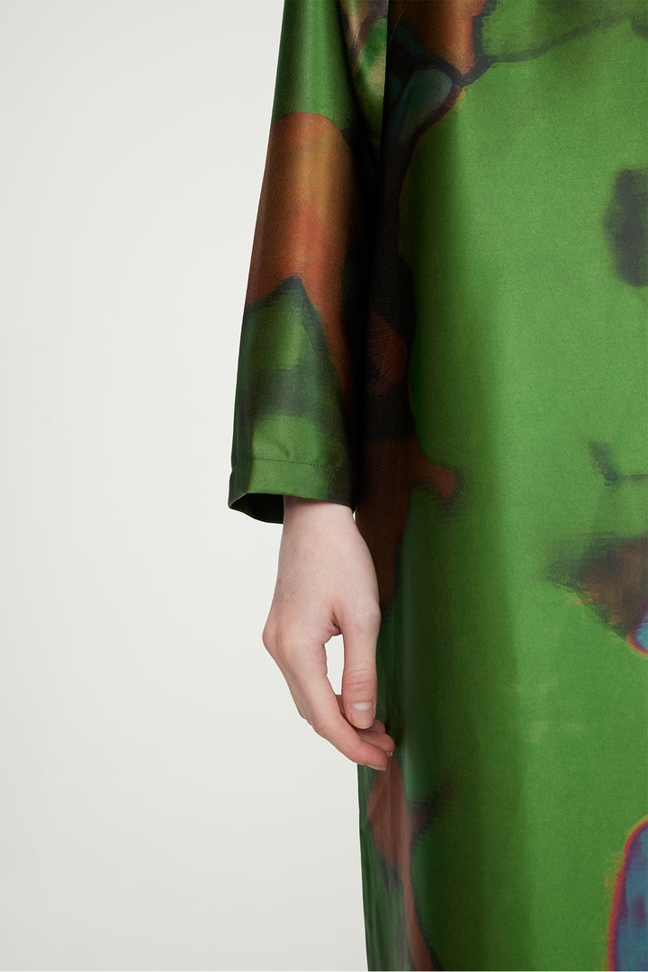 Margot Retro Design Langarmkleid – Grün