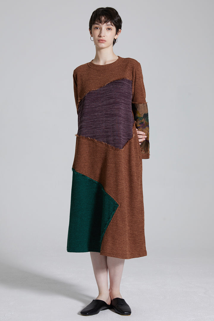 Aisha Splice Color Knit Dress