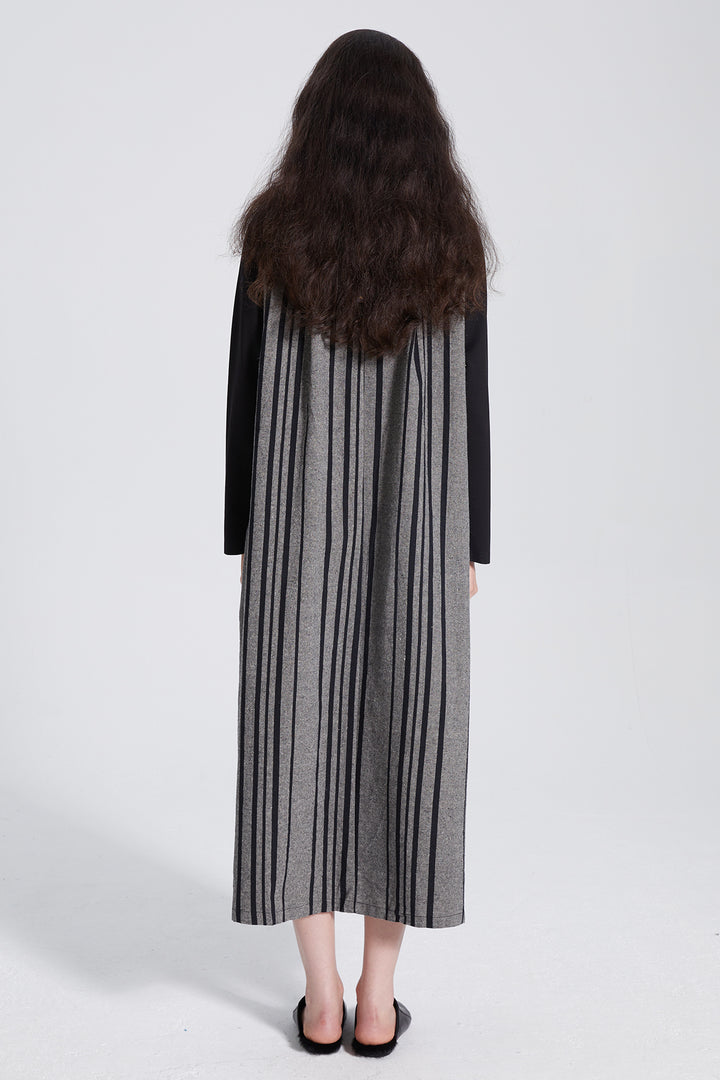 Oversize Stripes Splice Maxi Dress