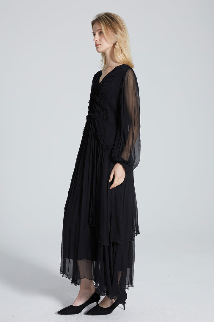 Estie Long Sleeve Silk Dress