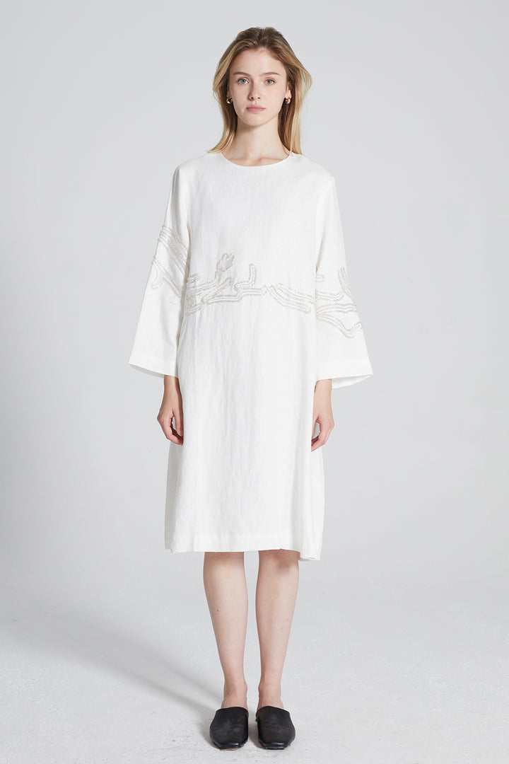 Estie Linen Beaded Dress