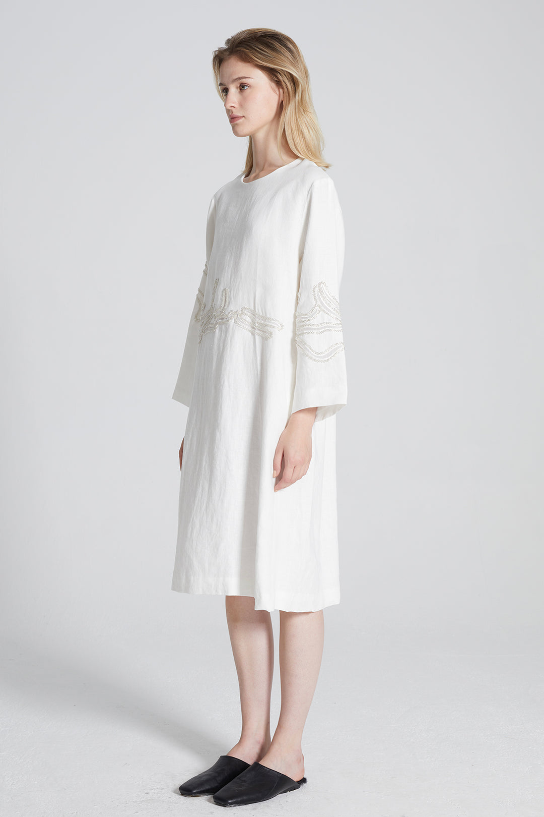 Estie Linen Beaded Dress