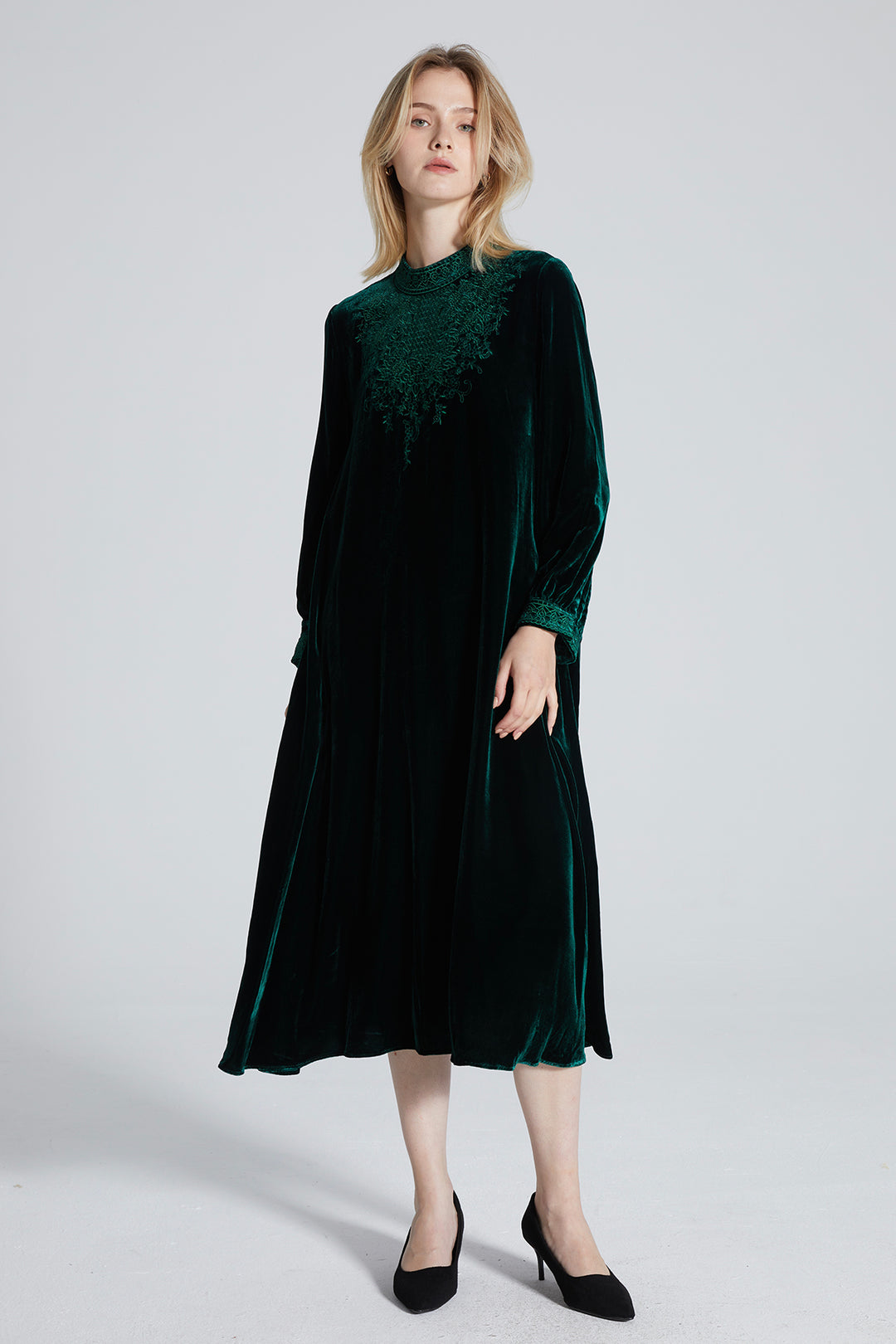 Chrystal Embroidered Velvet Dress