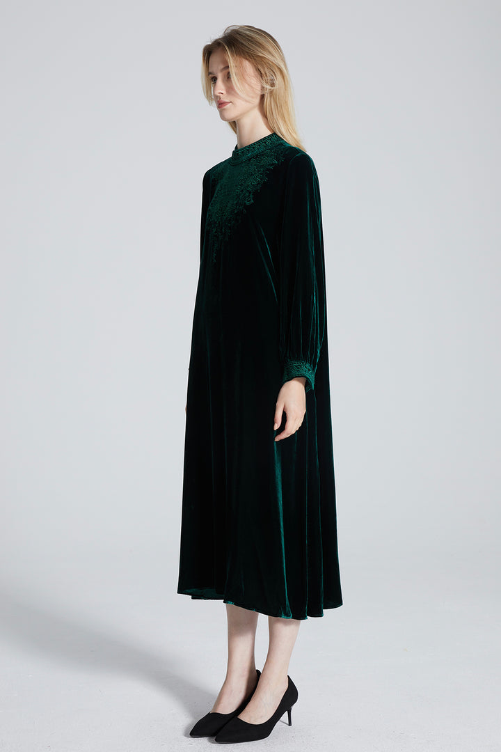 Chrystal Embroidered Velvet Dress