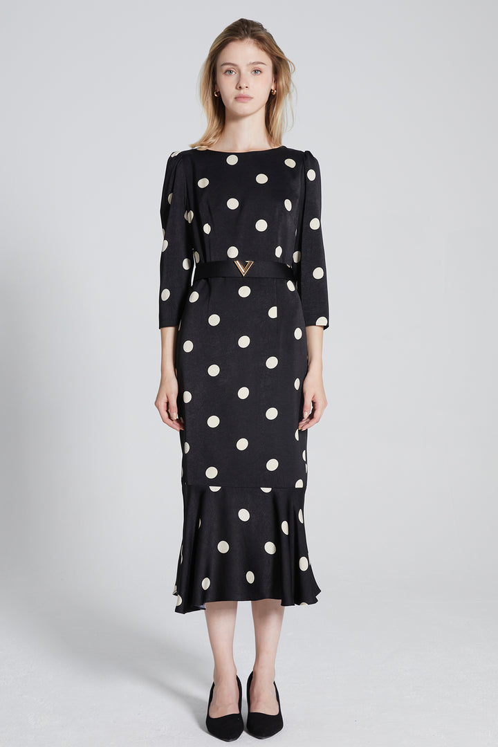 Milan Polka Dot Fishtail Dress