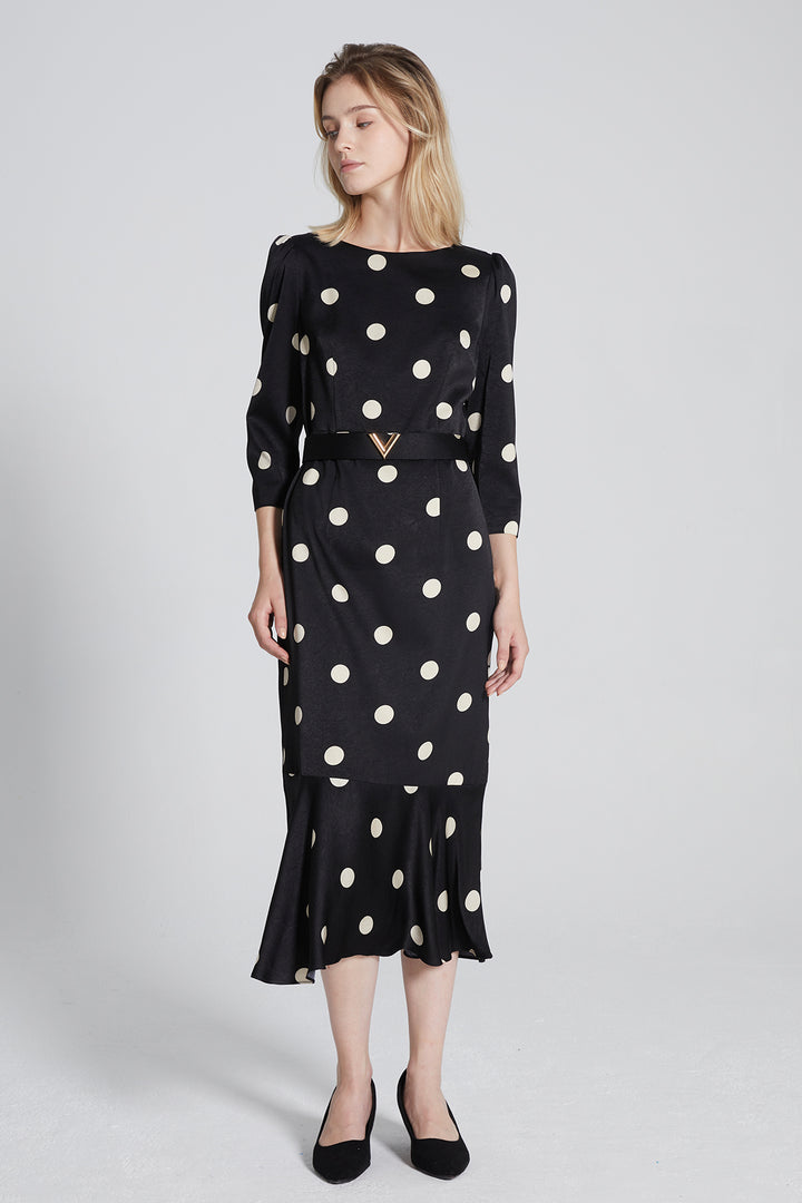 Milan Polka Dot Fishtail Dress