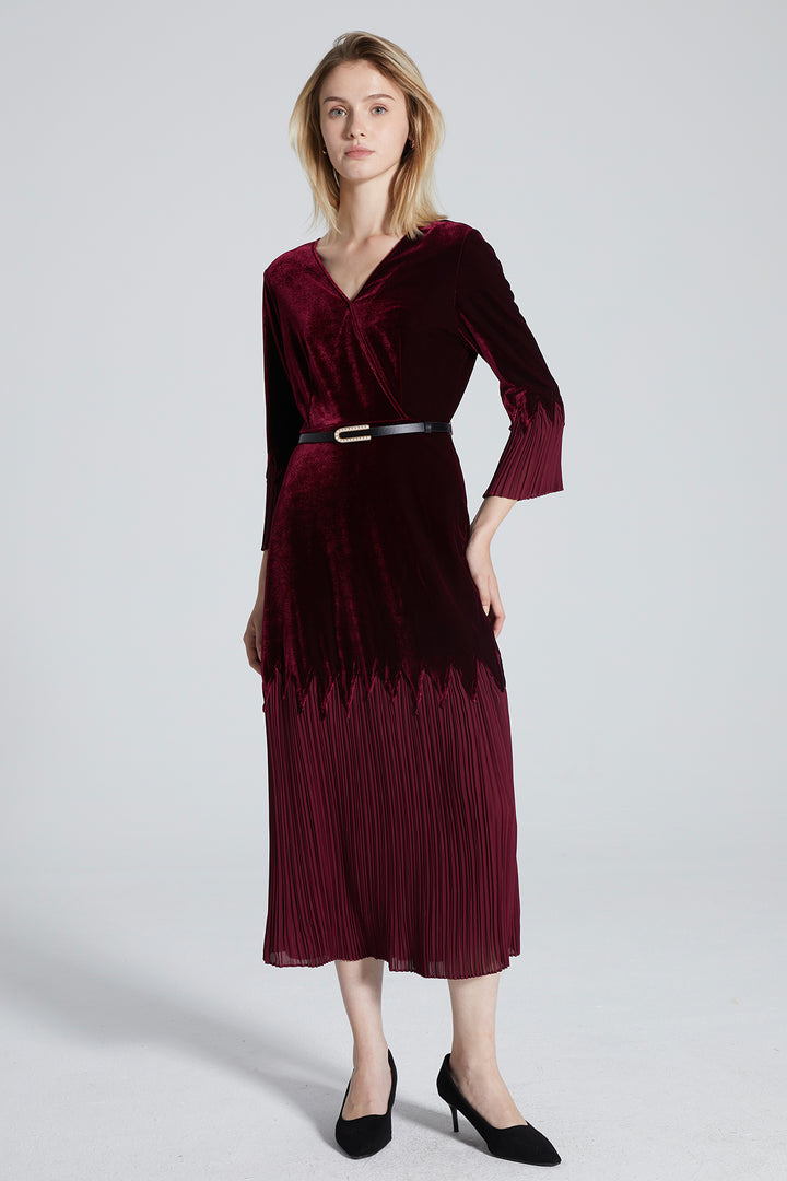 Tory V-Neck Pleated Dress