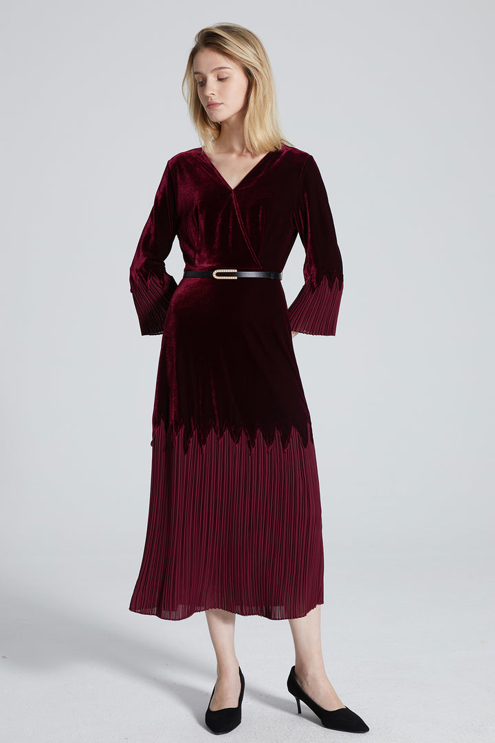 Tory V-Neck Pleated Dress