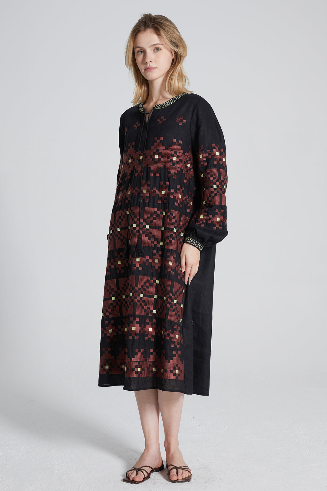 Stasey Embroidery Handmade Linen Dress