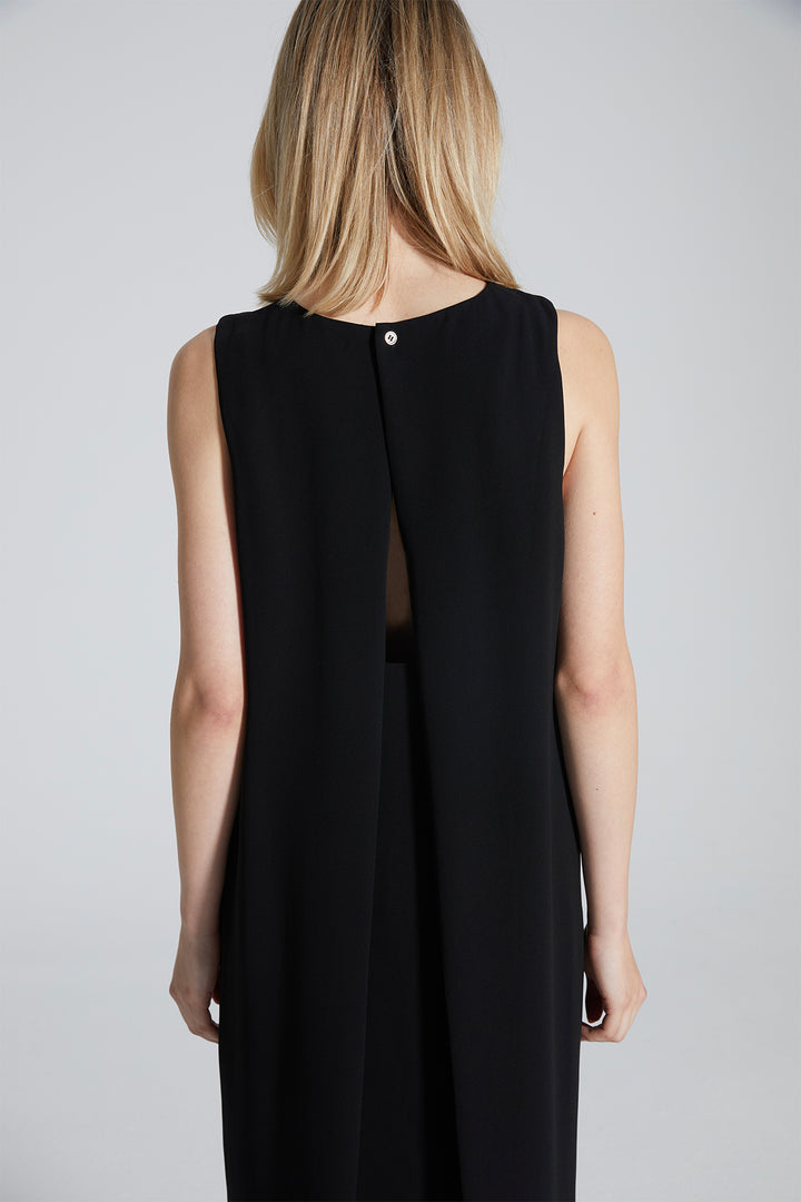 Back Slit Sleeveless Black Dress