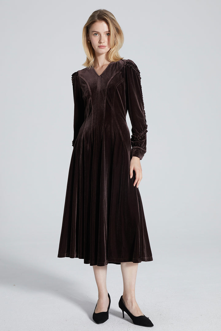 Alessia V-Neck Velvet Dress