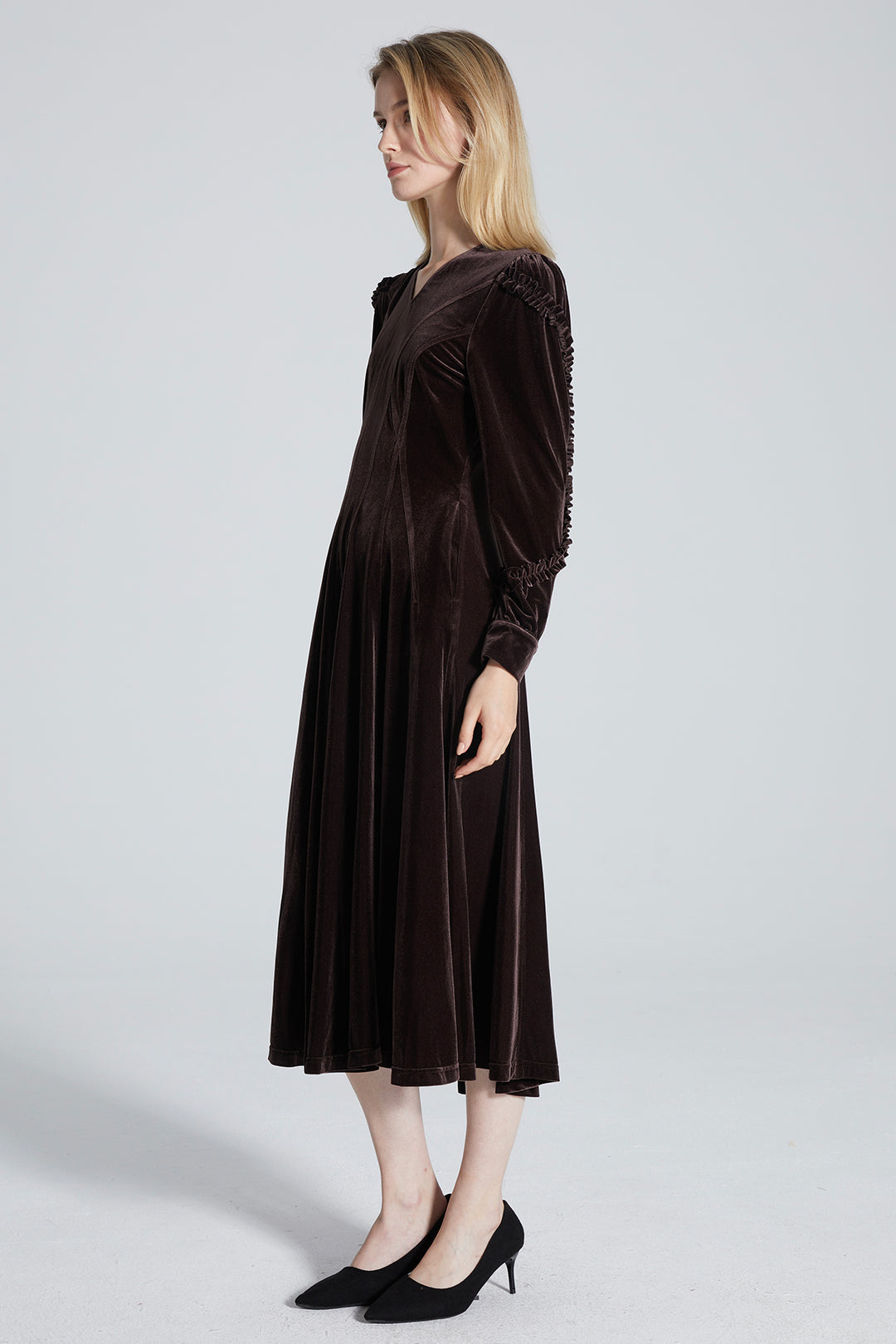 Alessia V-Neck Velvet Dress