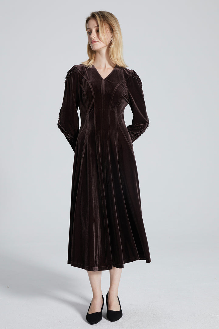 Alessia V-Neck Velvet Dress