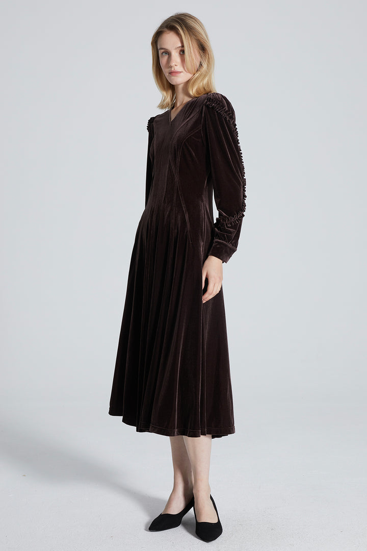 Alessia V-Neck Velvet Dress