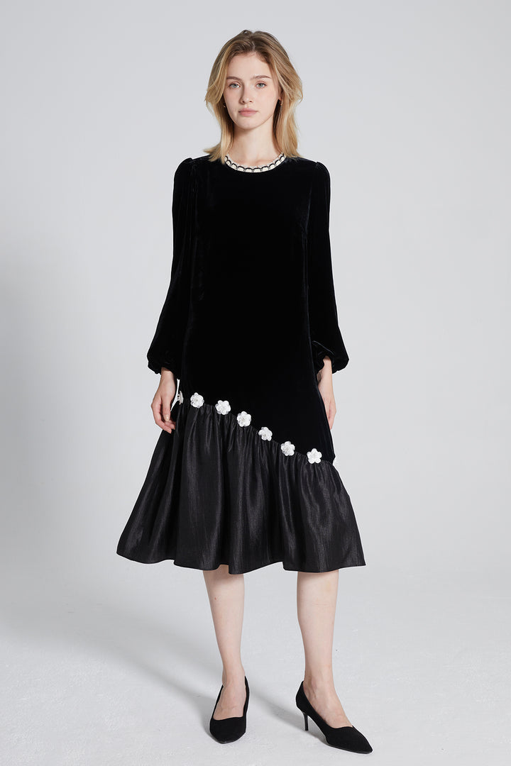 Ellora Splice Velvet Dress