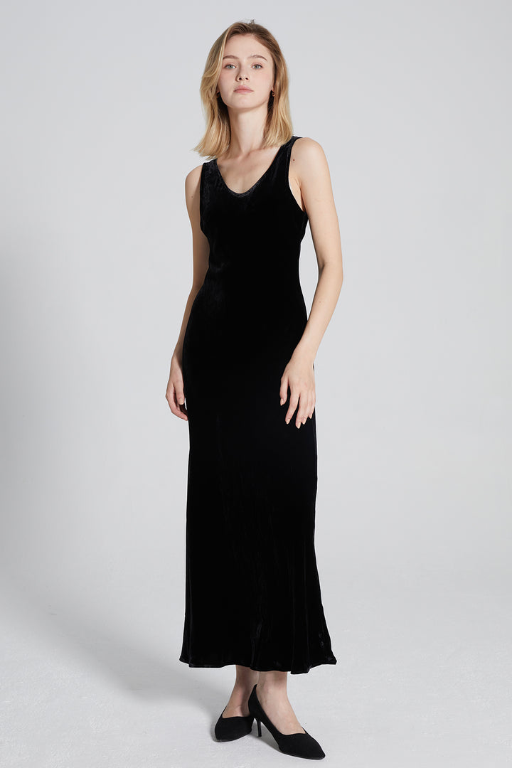 Loren Sleeveless Silk Velvet Dress