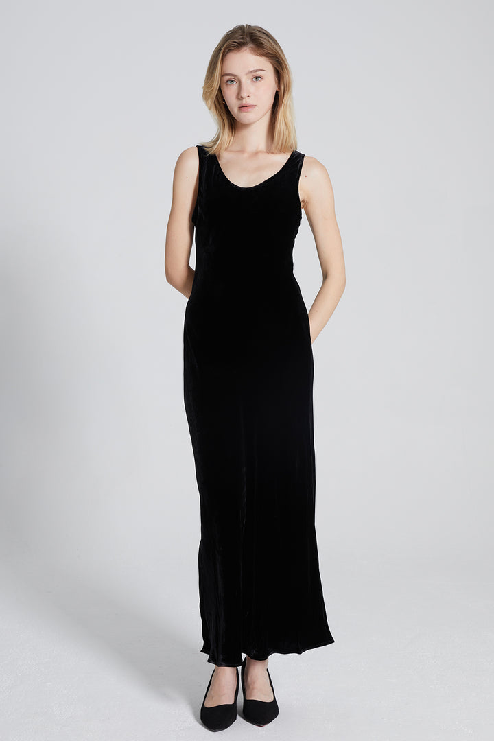 Loren Sleeveless Silk Velvet Dress