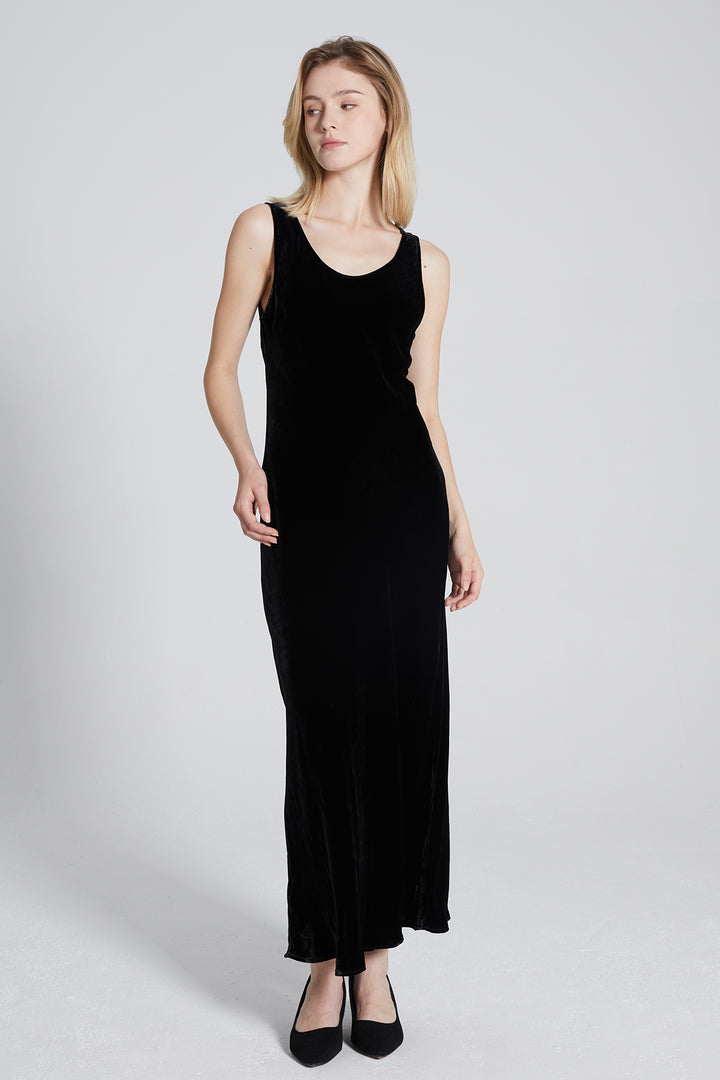 Loren Sleeveless Silk Velvet Dress