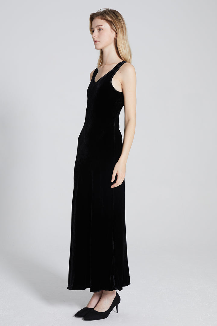 Loren Sleeveless Silk Velvet Dress