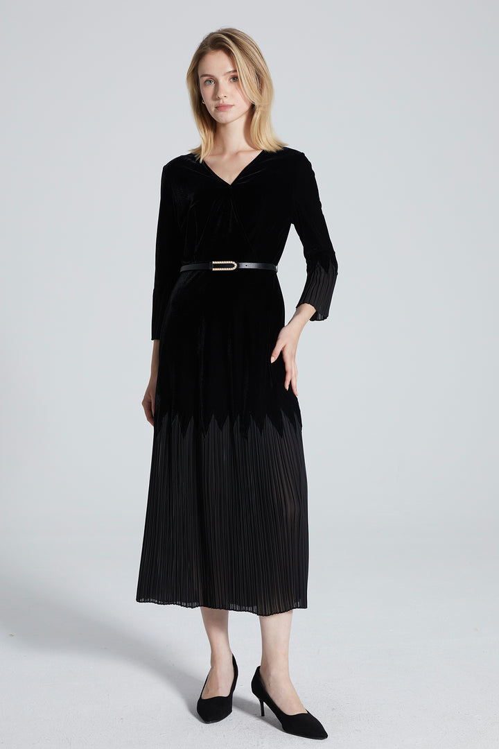 Tory V-Neck Pleated Dress