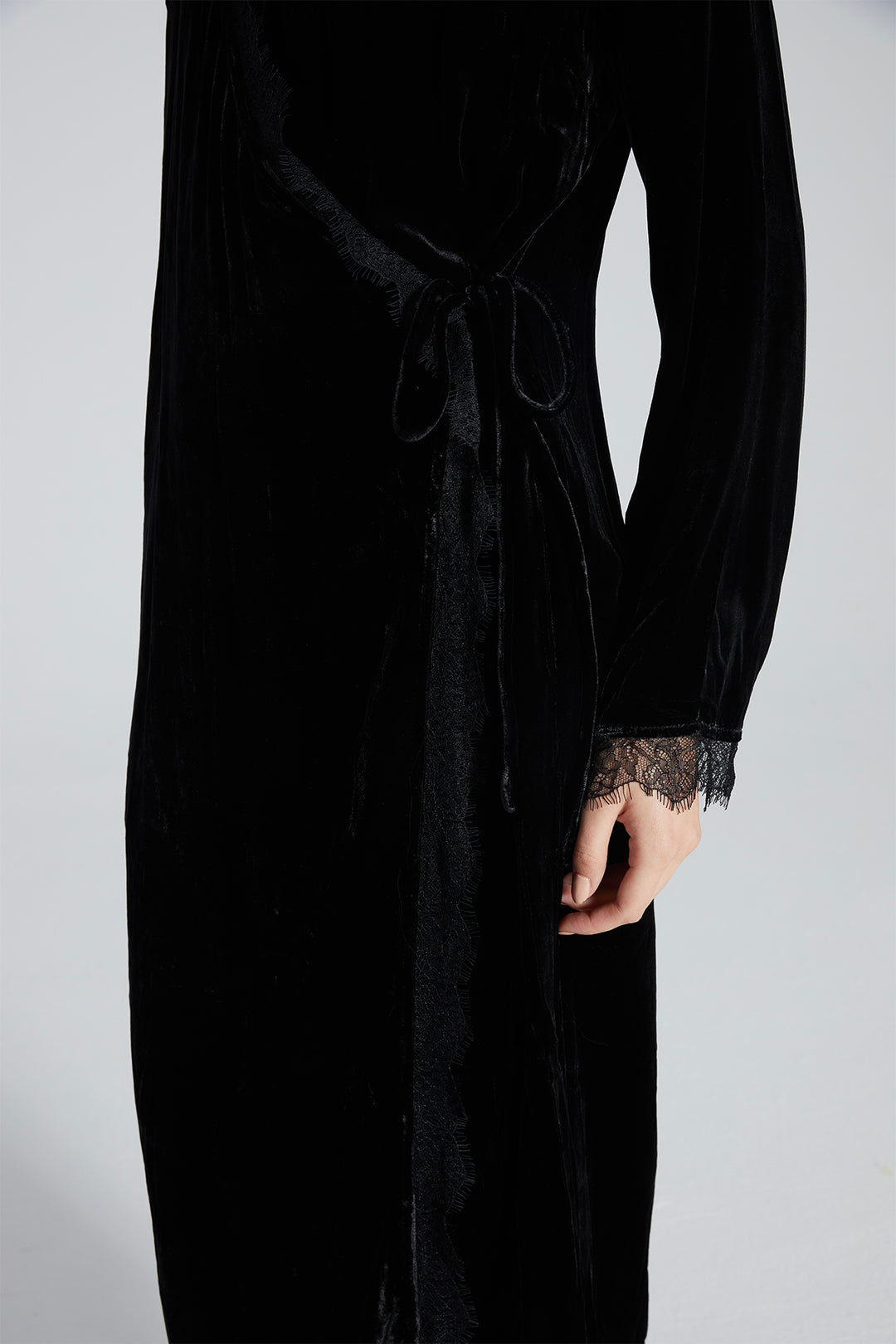 Brena Cozy Elegant Lace Velvet Wrap Dress