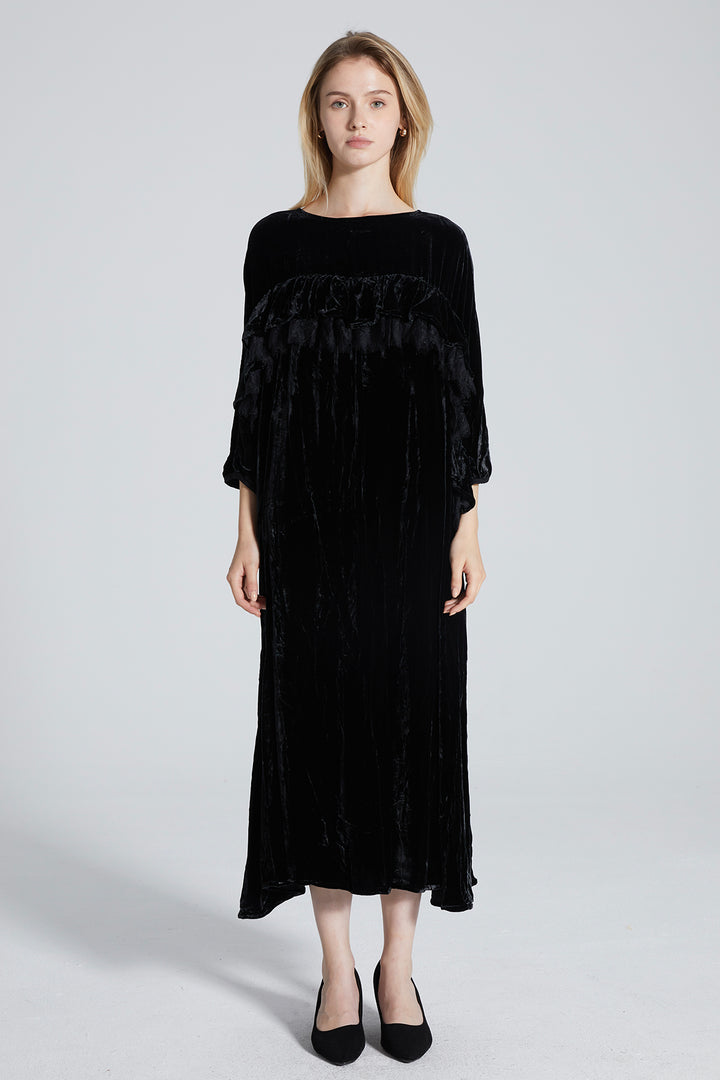 Billie Lace Splice Velvet Dress