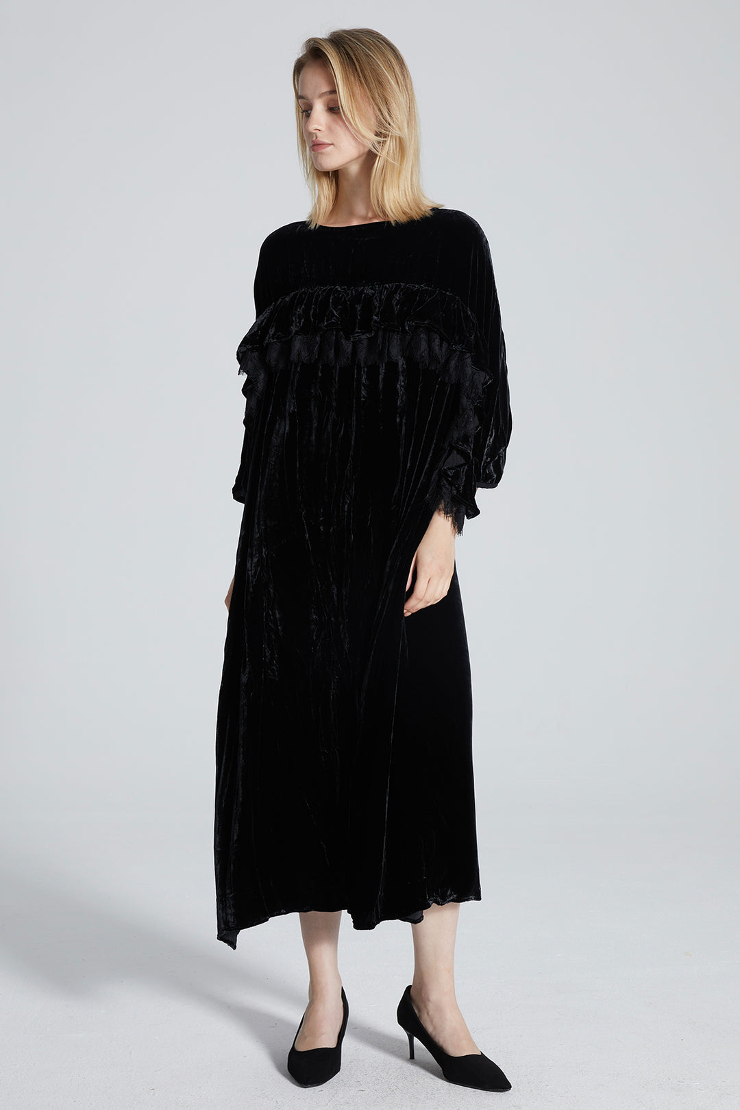 Billie Lace Splice Velvet Dress