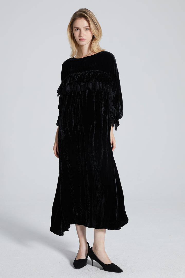 Billie Lace Splice Velvet Dress