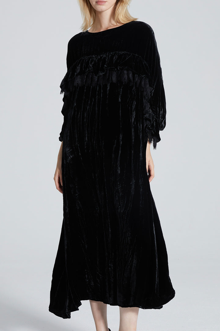 Billie Lace Splice Velvet Dress