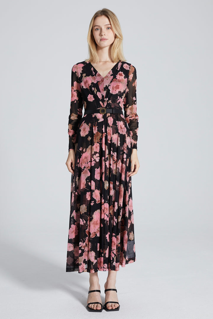 Meril Long Sleeve Flower Maxi Dress