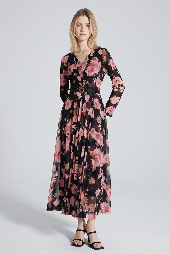 Meril Long Sleeve Flower Maxi Dress