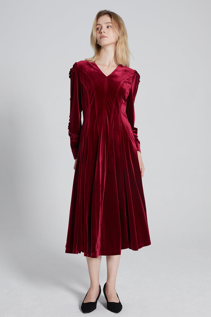 Alessia V-Neck Velvet Dress