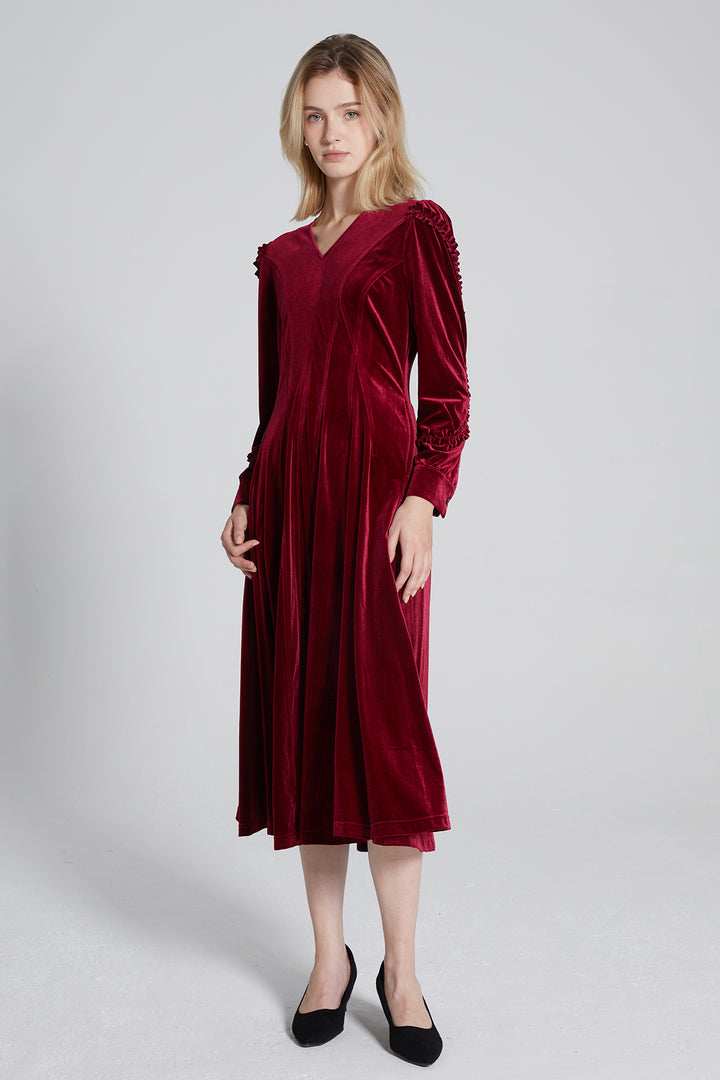 Alessia V-Neck Velvet Dress