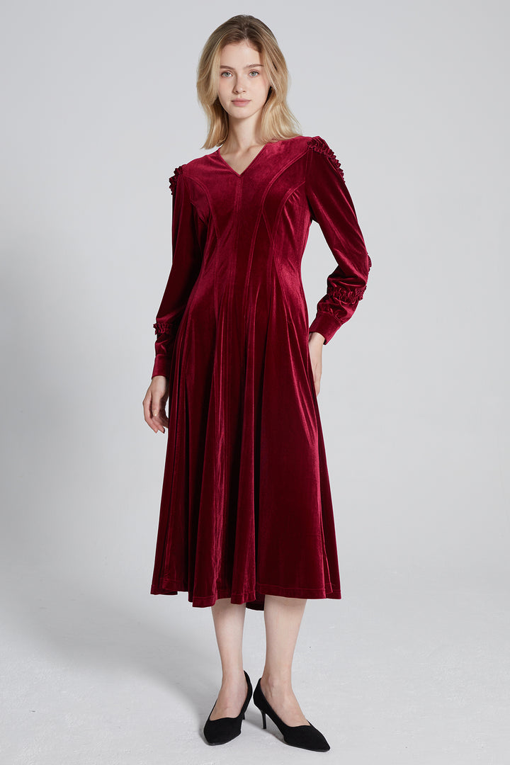 Alessia V-Neck Velvet Dress