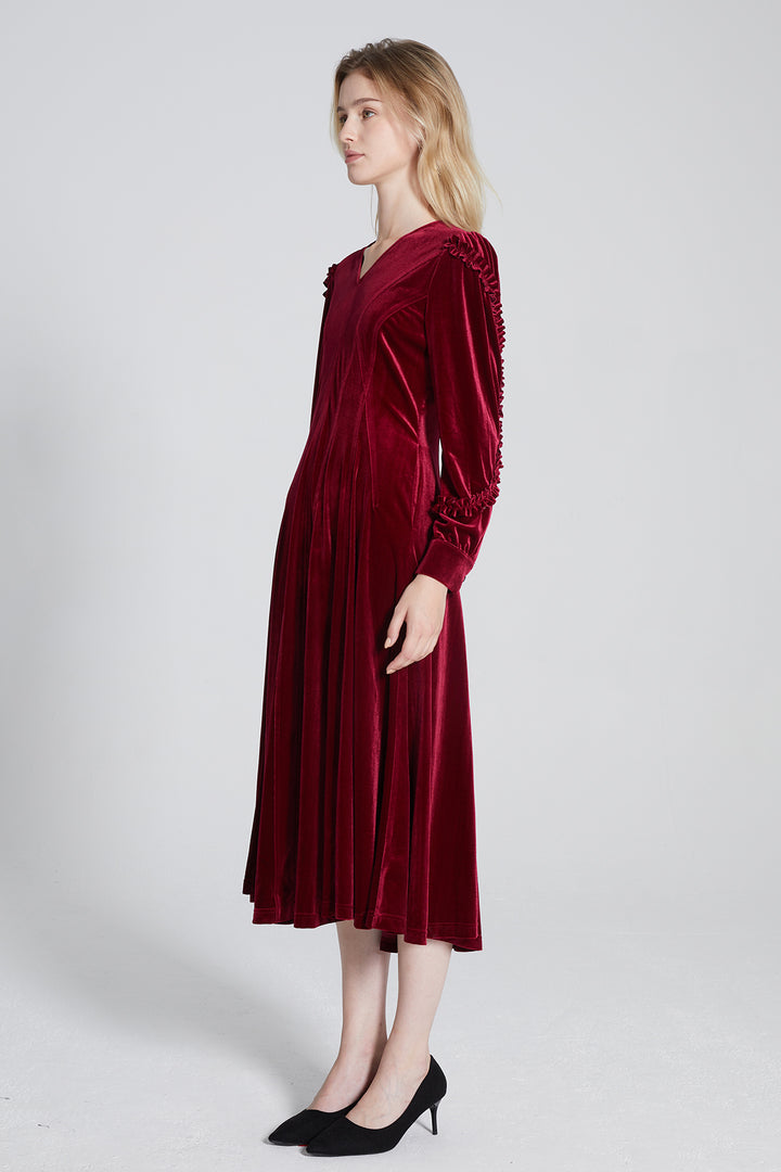 Alessia V-Neck Velvet Dress