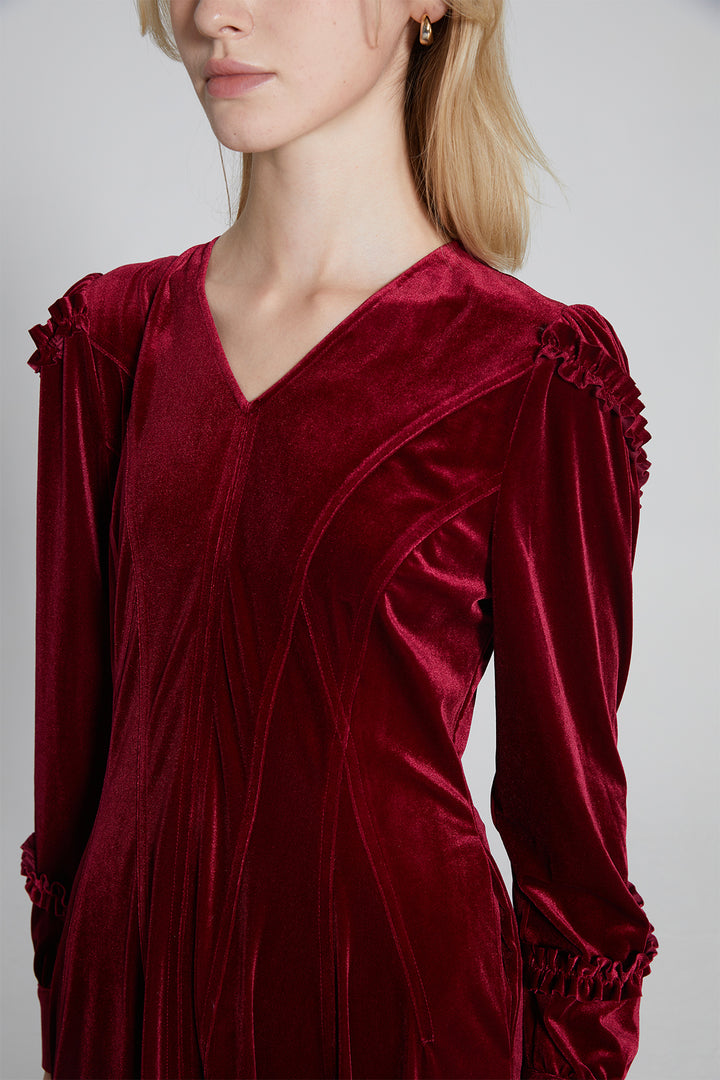 Alessia V-Neck Velvet Dress