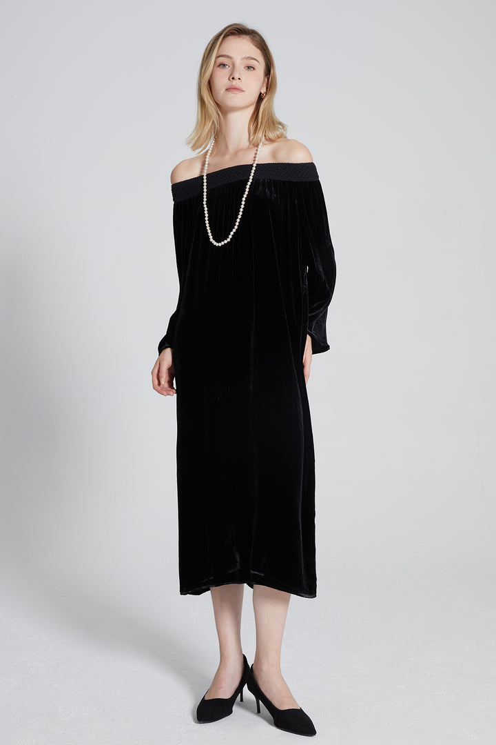 One Shoulder Velvet Dress