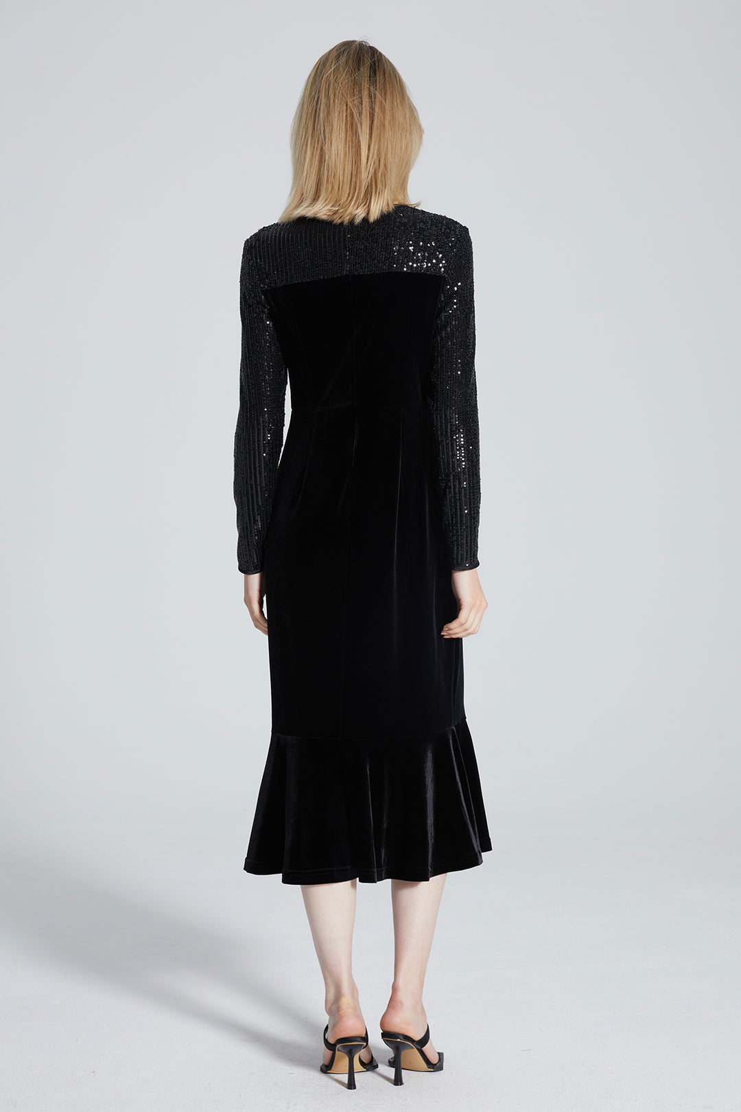 Mara Long Sleeve Sequin Spliced Mermaid Dress